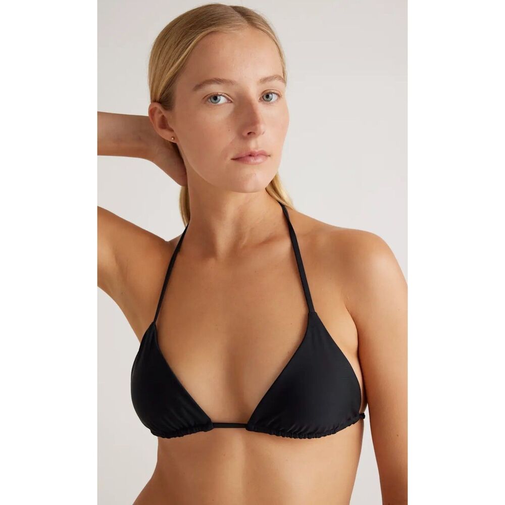 Quince Italian Triangle String Bikini Top Hi Leg Hi Rise Bottoms Womens Larg NWT